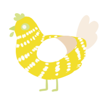 A yellow and cream chicken with a bar pattern