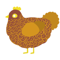 A russet and ochre chicken with a double-lace pattern