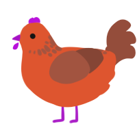 A vermilion and russet chicken with a neck-speckle pattern
