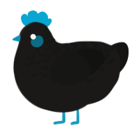 A sable and black chicken with a half-lace pattern