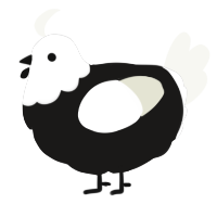 A sable and white chicken with a head pattern