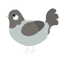 A silver and grey chicken with a head pattern