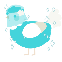 A aqua and white chicken with a head pattern