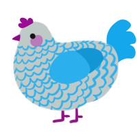 A silver and sky chicken with a lace pattern