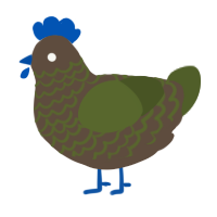 A bark and olive chicken with a lace pattern