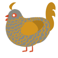 A ash and ochre chicken with a lace pattern