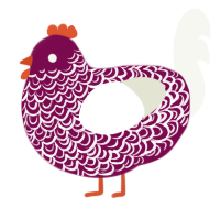 A wine and white chicken with a double-lace pattern