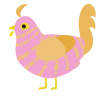 A pink and honey chicken with a bar pattern