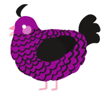 A plum and sable chicken with a lace pattern