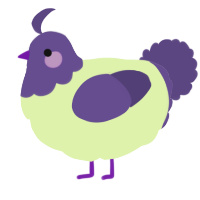 A apple and overcast chicken with a head pattern