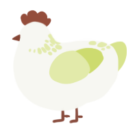 A white and lemon chicken with a neck-speckle pattern