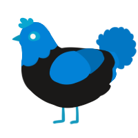 A sable and sapphire chicken with a head pattern