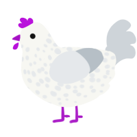 A white and mist chicken with a speckle pattern