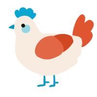 A cream and vermilion chicken