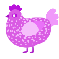 A orchid and lavender chicken with a speckle pattern