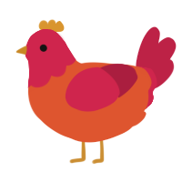 A vermilion and crimson chicken with a head pattern