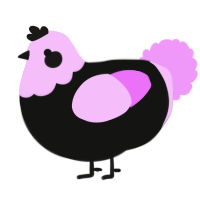 A black and lavender chicken with a head pattern