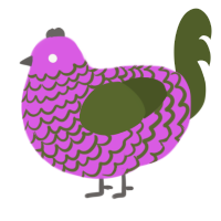 A orchid and olive chicken with a lace pattern
