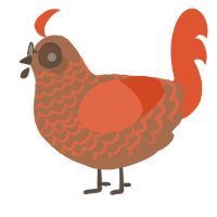 A brown and vermilion chicken with a lace pattern