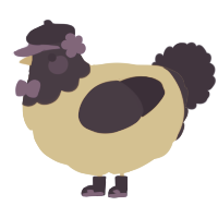 A honey and navy chicken with a head pattern