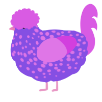 A blurple and orchid chicken with a speckle pattern