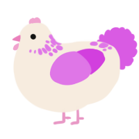 A cream and orchid chicken with a neck-speckle pattern