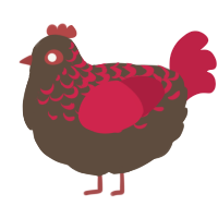 A bark and crimson chicken with a half-lace pattern