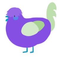 A blurple and gluppy chicken