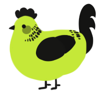 A lime and black chicken with a neck-band pattern