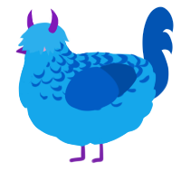 A sky and ultramarine chicken with a half-lace pattern