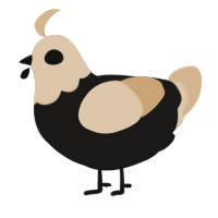 A sable and beige chicken with a head pattern