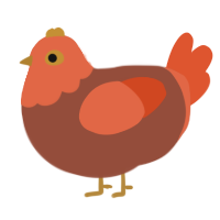 A russet and vermilion chicken with a head pattern