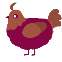 A maroon and russet chicken with a head pattern