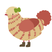 A beige and red chicken with a bar pattern