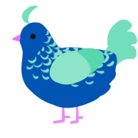 A ultramarine and mint chicken with a half-lace pattern