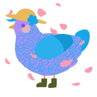 A lilac and sky chicken with a double-lace pattern