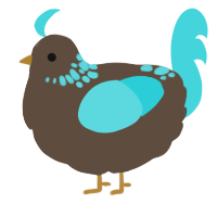A bark and aqua chicken with a neck-speckle pattern