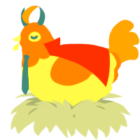 A grey and sky chicken with a head pattern