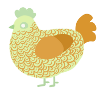 A apple and orange chicken with a double-lace pattern