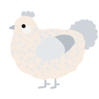 A cream and mist chicken with a speckle pattern