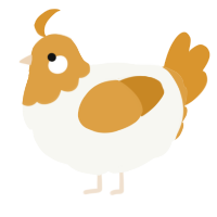 A white and orange chicken with a head pattern