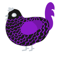 A sable and violet chicken with a lace pattern