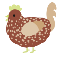 A russet and beige chicken with a speckle pattern