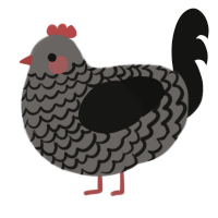 A grey and black chicken with a lace pattern