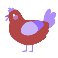 A red and lilac chicken