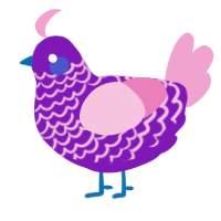 A violet and pink chicken with a lace pattern