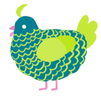 A sea and lime chicken with a lace pattern