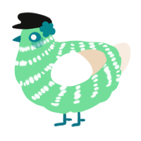 A viridian and bark chicken with a bar pattern