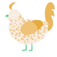 A cream and honey chicken with a speckle pattern
