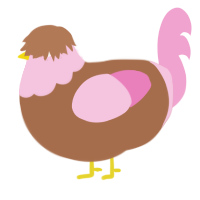 A brown and pink chicken with a head pattern